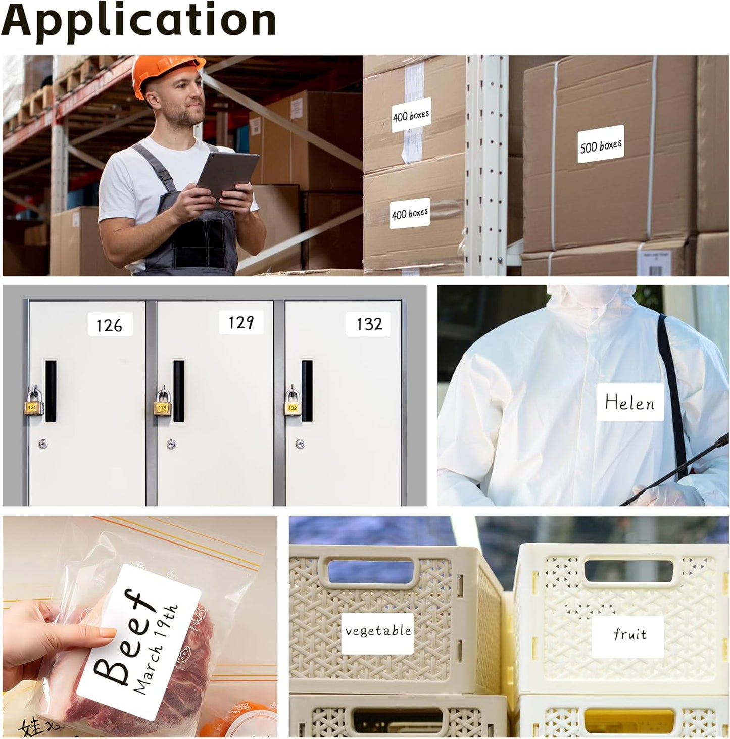 PARLAIM 3 X 5 Inch 4Rolls/1000 Per Rectangle Inventory Color Coding Labels,Roll Square Label Stickers for Home (White)