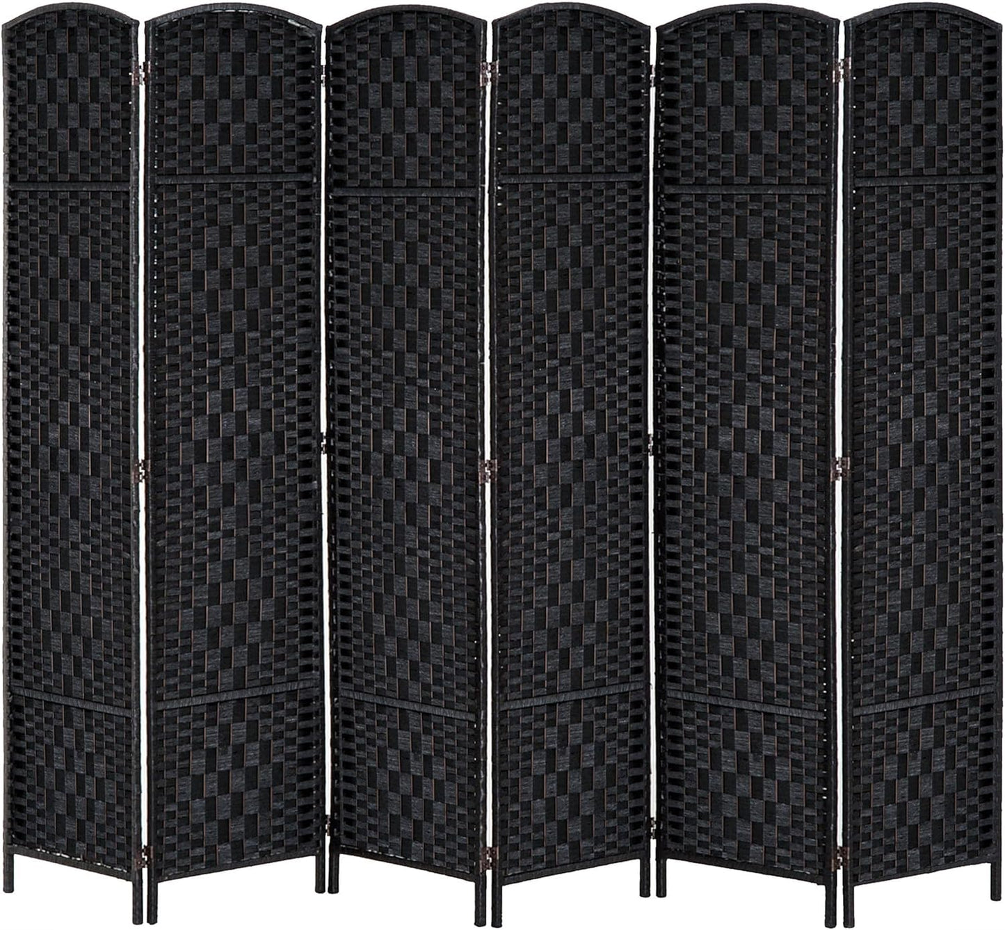 HOMCOM Room Divider, 6 Panel Folding Privacy Screen, 6FT Tall Portable Wicker Weave Partition Wall Divider for Bedroom, Home Office, Black