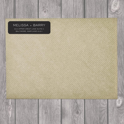 Striking Black Modern Rolled Address Labels/Roll of 500 Personalized Address Labels/Designer Return Address Stickers in Elegant Plastic Dispenser