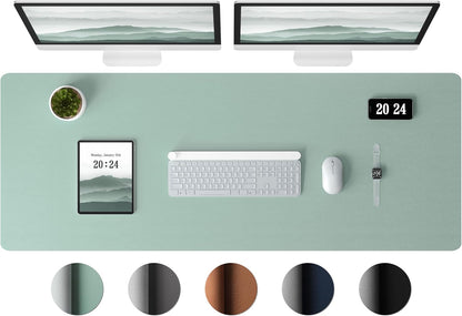 Aothia Leather Desk Pad Protector, Office Desk Mat, Large Mouse Pad, Laptop Desk Pad, Non-Slip PU Leather Desk Blotter, Waterproof Desk Writing Pad for Office and Home (Light Blue, 47" x 17")