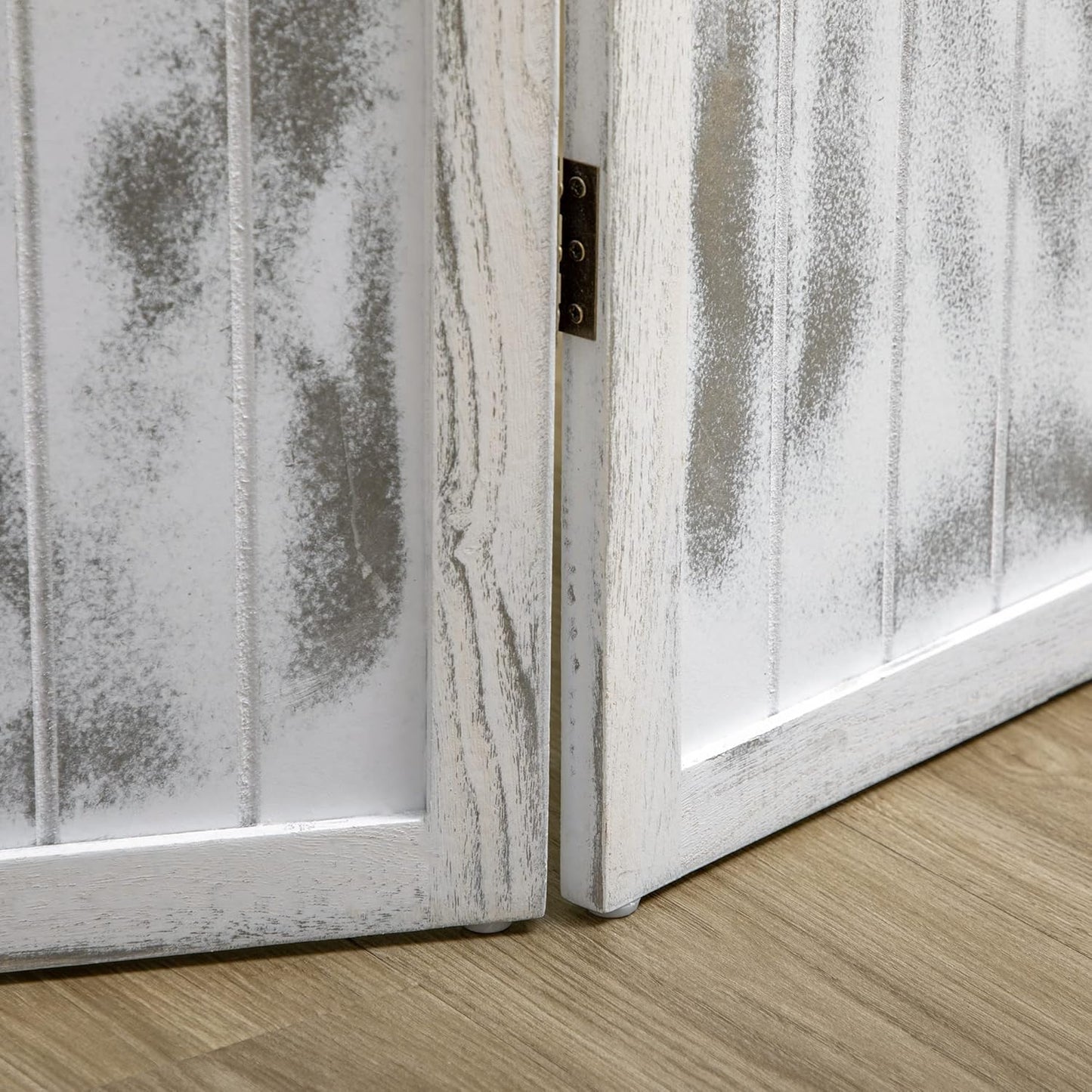 NicBex Room Divider 4 Panel Room Dividers with Whitewashed Surface Partition Room Dividers and Folding Privacy Screens 5.5 FT Wall Divider for Office, Room Separation,63.25"W x 0.75"D x 67"H, White