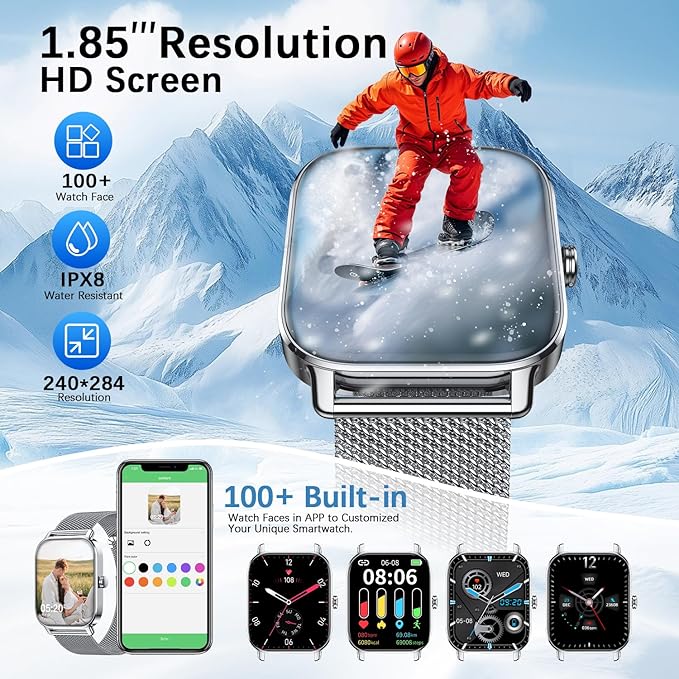 Smart Watch for Women Fitness Tracker: Make Answer Call Waterproof Running Smartwatch Android Phone iPhone Samsung Compatible Digital Mens Watches Pedometer Step Tracker Heart Rate Monitor