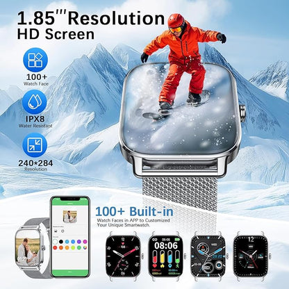 Smart Watch for Women Fitness Tracker: Make Answer Call Waterproof Running Smartwatch Android Phone iPhone Samsung Compatible Digital Mens Watches Pedometer Step Tracker Heart Rate Monitor