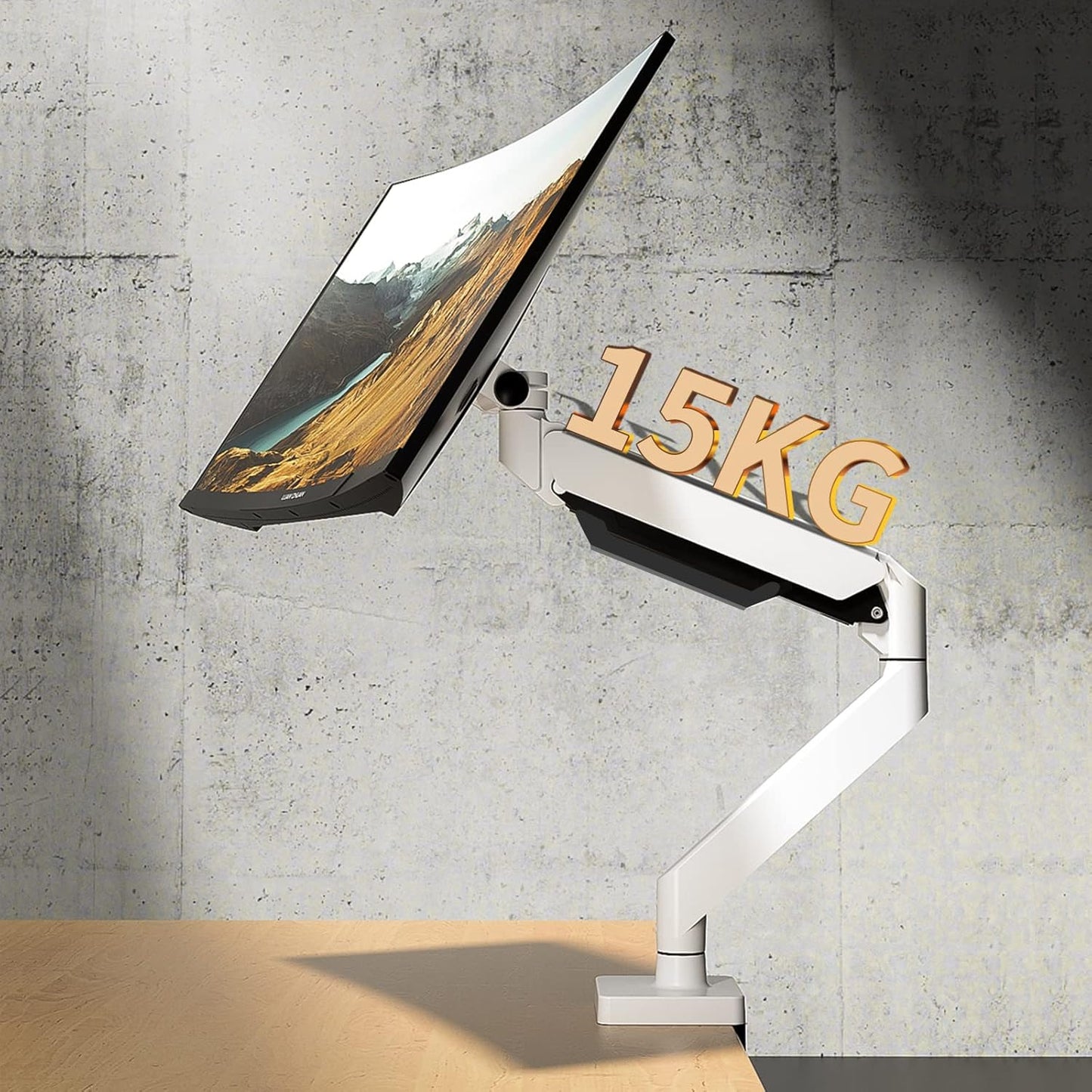 White Ultrawide Single Monitor Arm Heavy Duty Desk Mount Computer Stand for 17 to 45 inch Adjustable Gas Spring Bracket, Screen up to 30lbs with VESA max 100x100mm M7P