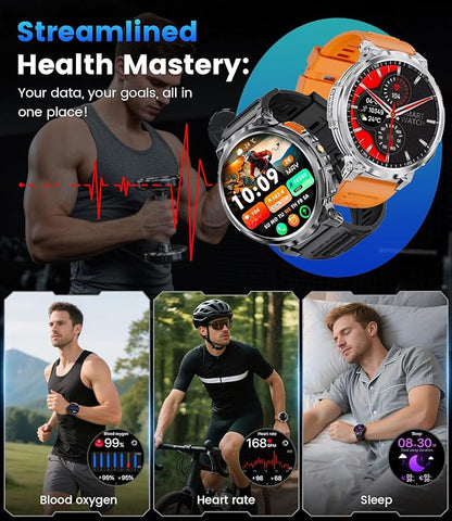 LIGE Smart Watches for Men with 730mAh Battery, 1.85" HD Smart Watch with Flashlight/Make/Answer Call/120+Sports Mode Fitness Tracker/Sleep Monitoring, iOS Android Waterproof Military SmartWatches