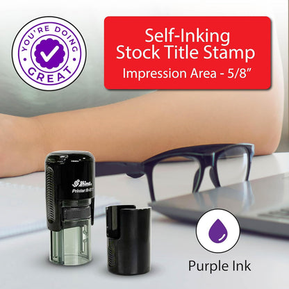 Shiny You're Doing Great Teacher Stamp, Round Self Inking Stamp for Classroom, Purple Ink