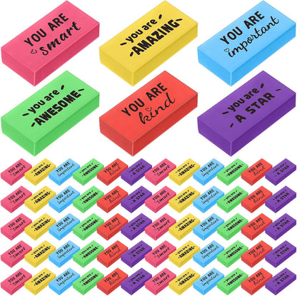 180 Pcs Inspirational Erasers for Kids Christian Pencil Erasers Bulk, Back-to-School Gifts Motivational and Cute Supplies for Students Classrooms, Drawing (Multicolor,Motivational)