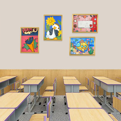 2 Pack 8.5"x11" Sign Holder Wall-mounted, Self-Adhesive Display Frame for College Certificate/Poster/Paper/Picture Office/Store/School Display Sign Holder with Horizontal and Vertical (Gold)