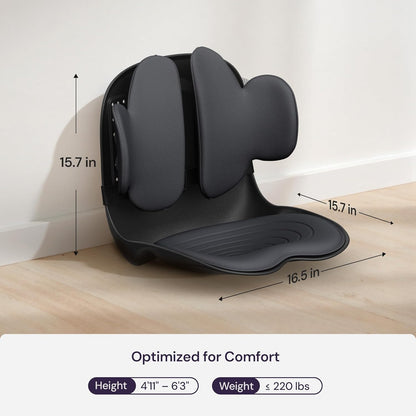 3D Lumbar Support Seat Cushion – Patented Spine Alignment Ergonomic Posture Corrector, Breathable Mesh & EVA Foam, Portable for Home, Office, Meditation, Gaming, Outdoor 16.5" W × 15.7" D
