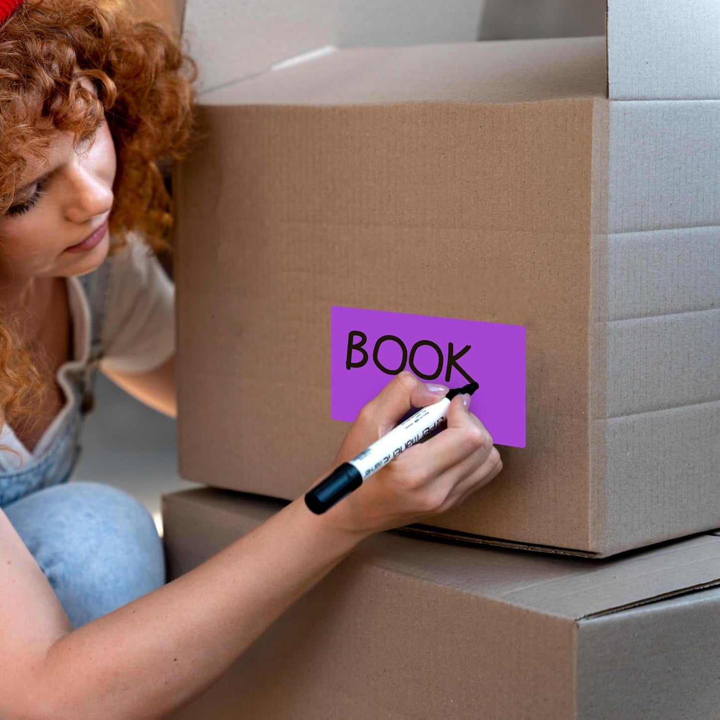 PARLAIM 3 X 5 Inch 4Rolls/1000 Per Roll Rectangle Inventory Color Coding Labels,Roll Square Label Stickers for Home (Purple)