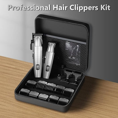 Ufree Professional Hair Clippers for Men with Bag, Mens Clippers and Trimmers Set, Barber Clippers Set, Electric Beard Trimmer, Gifts for Men, Silver