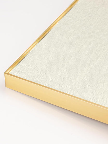 Bulletin Board 30 x 20 inches, Oatmeal White Pin Board, Golden Aluminum Framed Fabric Cork Board with 10 Push Pins