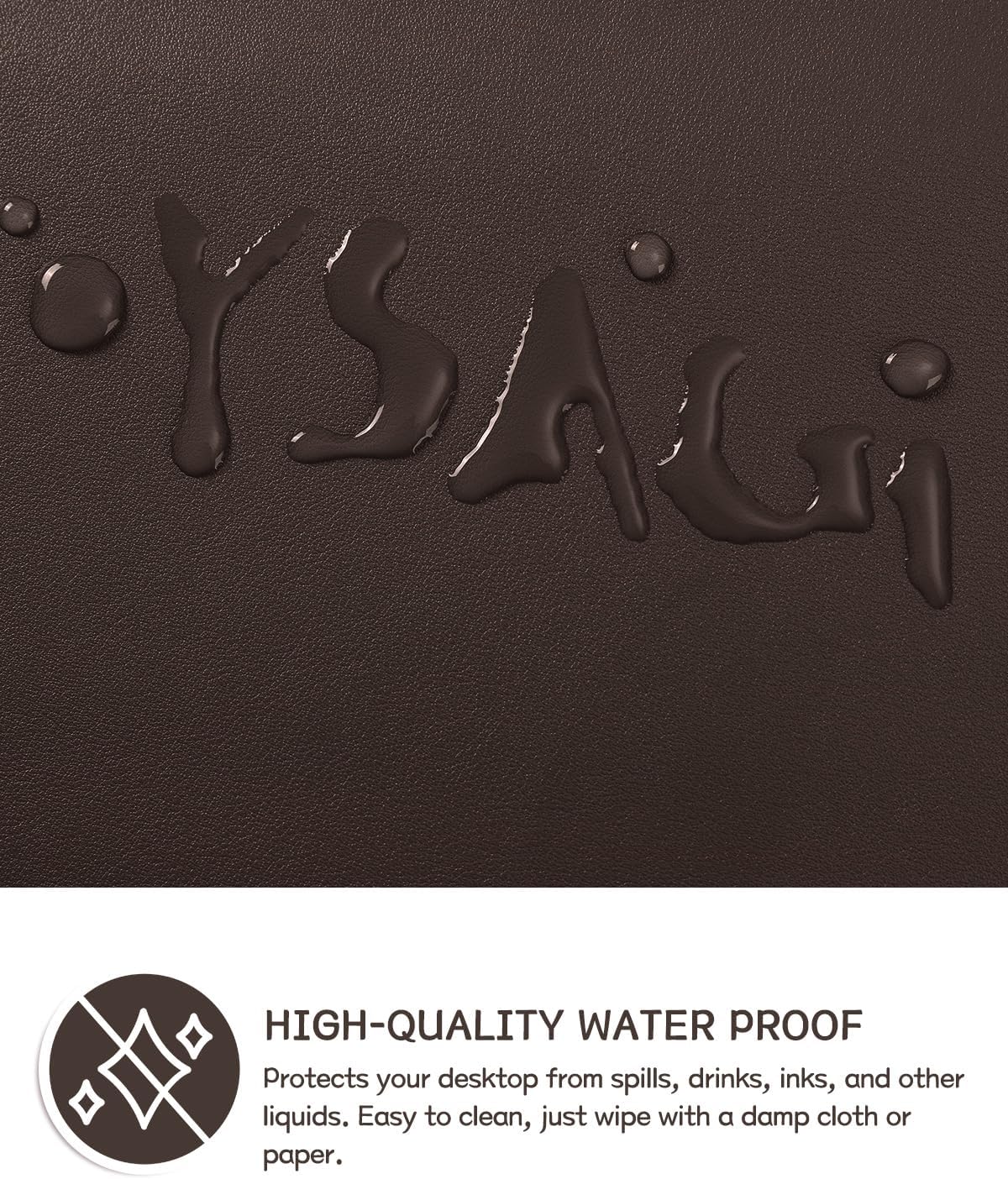 YSAGi Non-Slip Leather Desk Pad L Size, Waterproof Laptop Computer Desk Keyboard Mat, Table Protector Blotter Mat, Large Mouse Pad for Office/Work/Home/Decor(Dark Brown, 35.4" x 17")