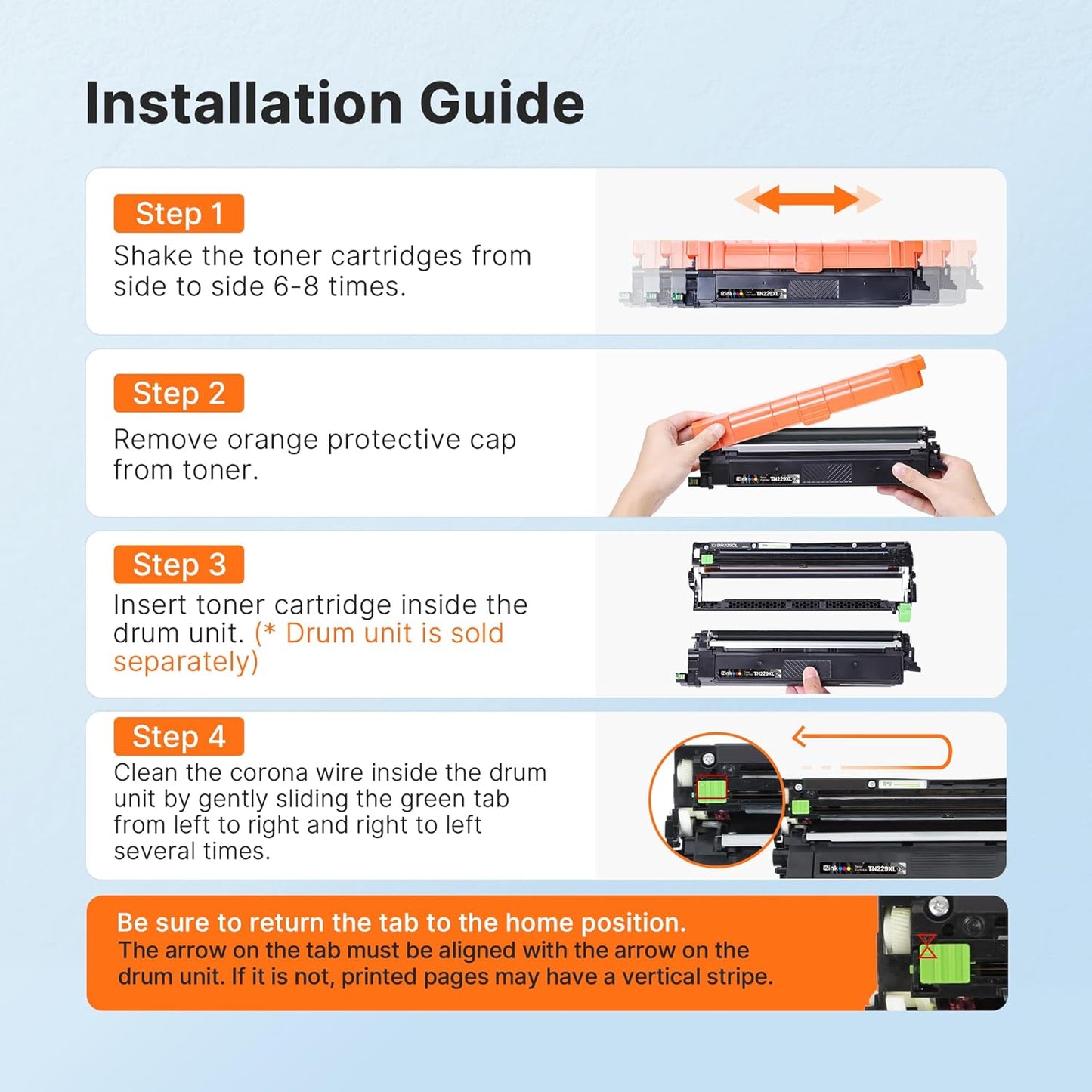 E-Z Ink Compatible TN229XL Toner Cartridges Replacement for Brother TN229XL TN-229XL TN229 XL to use with MFC-L3720CDW MFC-L3780CDW HL-L3220CDW HL-L3280CDW HL-L3300CDW Printer (TN229XLBK/C/M/Y-4 Pack)