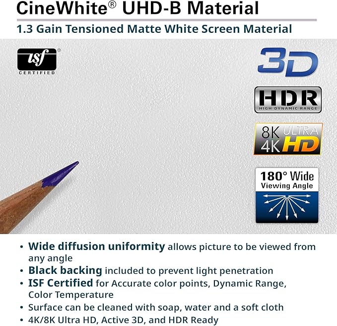 Elite Screens Sable Frame 2, 110-Inch Fixed Frame Projector Screen, 16:9 8K/4K Ultra HD & Active 3D Ready, ISF-Certified Material, Ideal for Home Theater, Office, and Indoor Presentations, ER110WH2