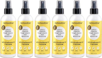 Remooble Dry Erase Whiteboard Cleaner Spray - Safely Removes Tough Stains and Ghosting (6 Pack)