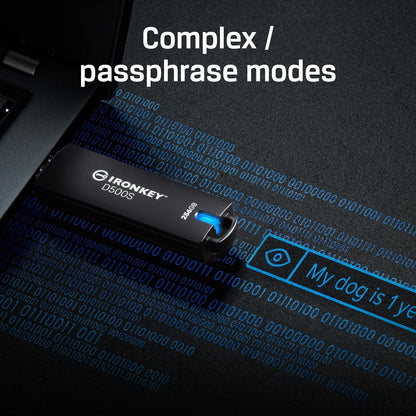 Kingston Ironkey D500S 16GB Encrypted Flash Drive | Dual Hidden Partition | FIPS 140-3 Level 3 | XTS-AES 256-bit | BadUSB and Brute Force Protection | Multi-Pin Option | IKD500S/16GB,Black