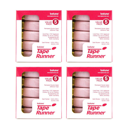 Tape Runner - Double Sided Adhesive with Dispenser Roller Included - Acid Free, Sticky, Clear & Transparent - Ideal for Scrapbooking, Crafts & More - Standard - (315 inches per cartridge) 20 Cartridge