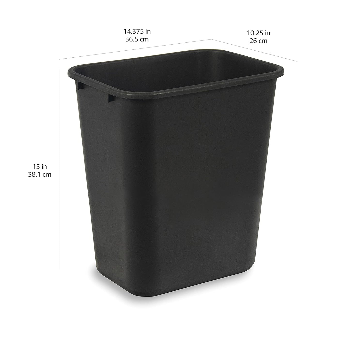 Amazon Basics Trash Can, Rectangular Commercial Office Wastebasket, 7 Gallon (Pack of 6), Black (Previously AmazonCommercial Brand)
