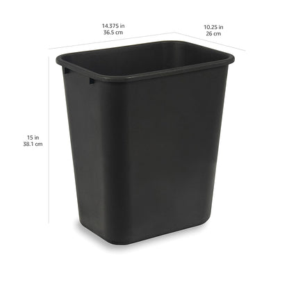 Amazon Basics Trash Can, Rectangular Commercial Office Wastebasket, 7 Gallon (Pack of 6), Black (Previously AmazonCommercial Brand)