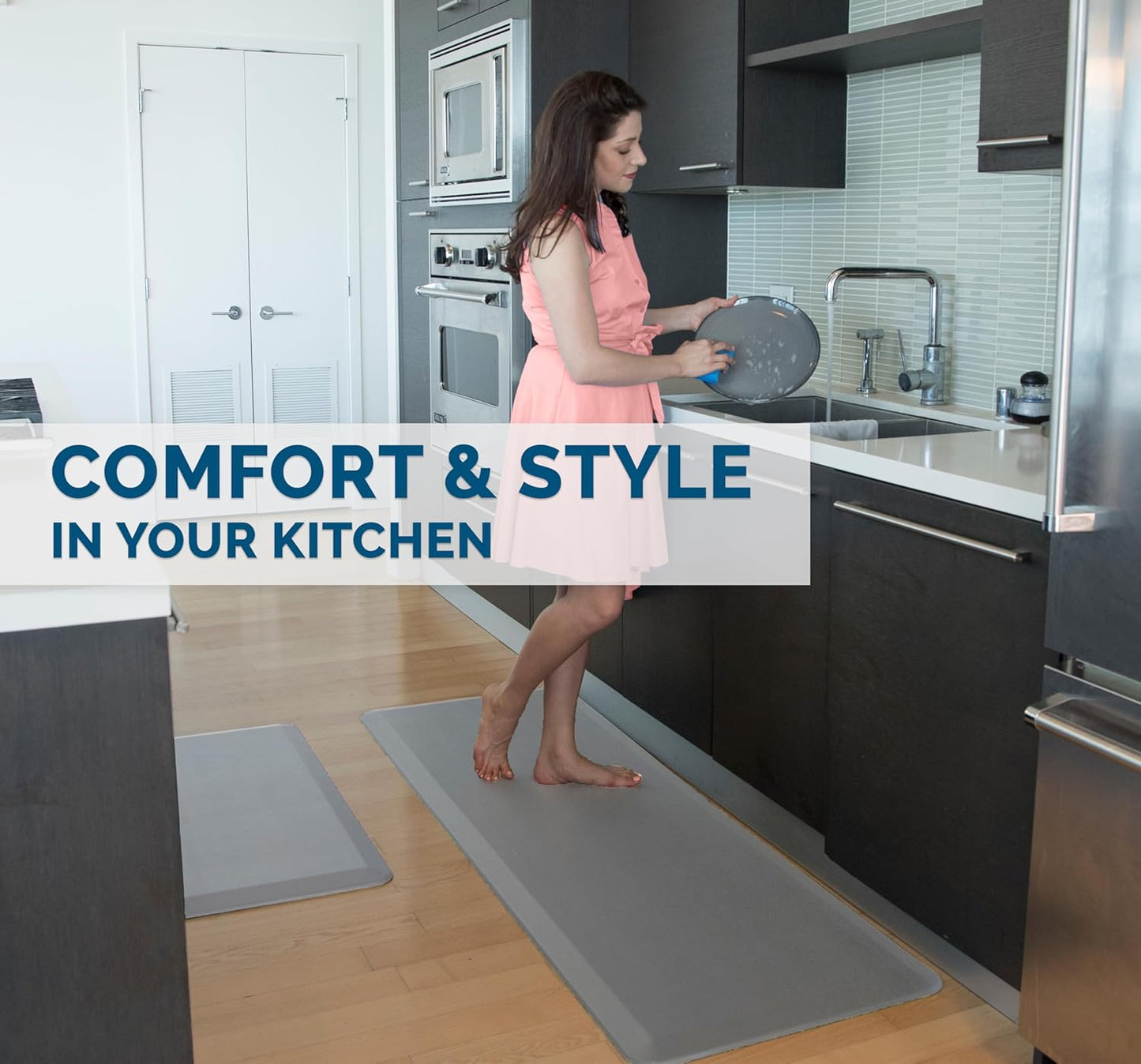 ComfiLife Anti Fatigue Floor Mat – 3/4 Inch Thick Kitchen Mats for Floor, Standing Desk Mat, Kitchen Rug – Comfort at Home, Office – Durable – Stain Resistant – Non-Slip Bottom (20" x 39", Gray)