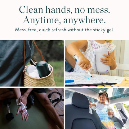 Biom Biodegradable Hand Sanitizing Mini Wipes 8-Pack Refill Kit - Kid-Safe | Plant-Based Hand Wipes for Home & Travel | Natural, Non-Toxic Wet Wipe with Aloe for Soft Skin | Eucalyptus Chill