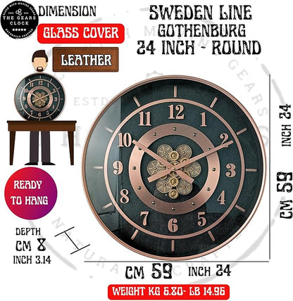 THE GEARS CLOCK 24'' Inch Real Moving Gear Wall Clock Sweden Line Gothenburg (24 inches (59 cm))