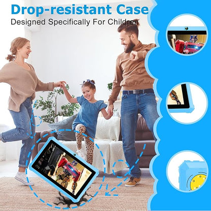 YINOCHE Kids Tablet 7" Android Tablet for Kids 3-7 32GB Tablets for Toddlers with Case WiFi Parental Control Dual Camera Tabletas GMS Certified Toddler Learning Tablets for Children (Blue)