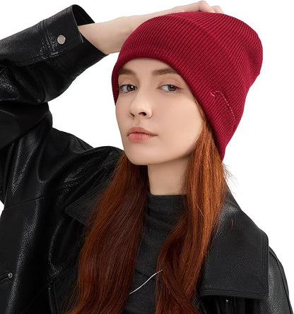 Bluetooth Beanie, Bluetooth 5.2 Wool Hat HD Stereo,30 Hours Play time,Built-in Microphone, Men's/Women's Christmas Electronic Gift (Red) …