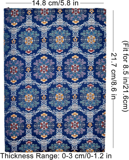 BLBMH Book Covers for Paperbacks Handmade Bookcover Fit for 5.5x8.5 inch Adjustable Fabric Softcover Protector for Women Book Lovers Gifts - Flower Blue B 8.5in