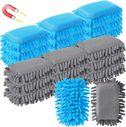 Sherr 18 Pcs Microfiber Shag Magnetic Dry Erase Erasers Washable School Whiteboard Eraser Bulk Colorful White Board Eraser for Chalk Markers Home Classroom Office (Blue Gray)