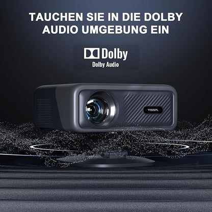 [2200ANSI & Officially-Licensed APP] 4K Projector with WiFi and Bluetooth,3D Dolby Audio and Auto Focus Smart Projector, AuKing Outdoor Movie Home Theater Proyector with Omni-Adjustable Stand