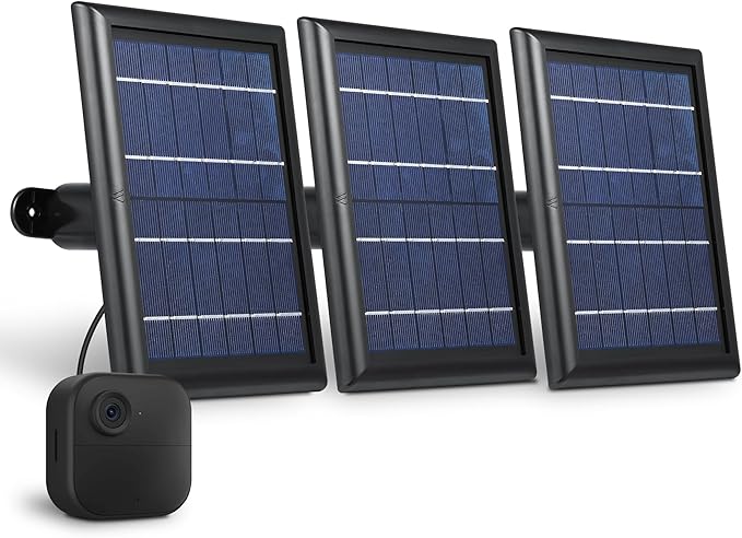 Wasserstein Solar Panel with Internal Battery - Compatible with Blink Outdoor 3/4 (3-Pack, Black) (Camera NOT Included)