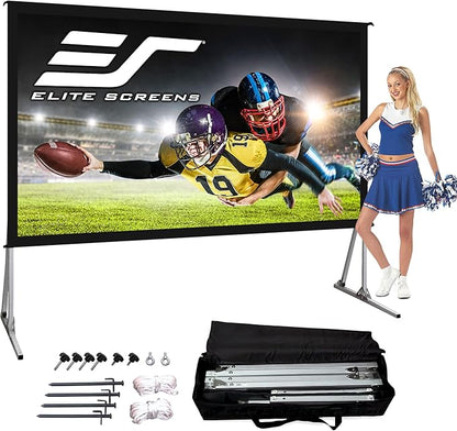 Elite Screens Yard Master 2, 90 inch Outdoor Projector Screen with Stand 16:9, 8K 4K Ultra HD 3D Fast Folding Portable Movie Theater Cinema 90" Indoor Foldable Easy Snap Projection Screen, OMS90H2