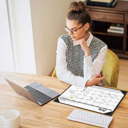 Ospelelf Desk Calendar 2025-2026 Wall Monthly Planner 12"x17" Leather Pad with Protective Cover 18 Months July 2025 to December 2026 Black