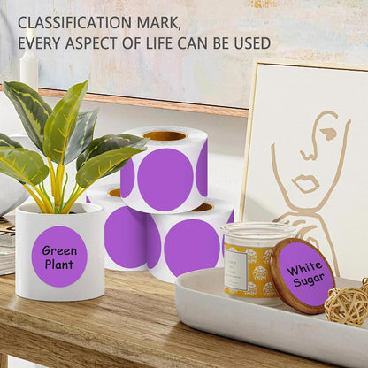 PARLAIM 3" Diameter Round Purple Color Coding Sticker, 4 Rolls 2000PCS Circle Dot Label,Permanent for Inventory Box Labeling
