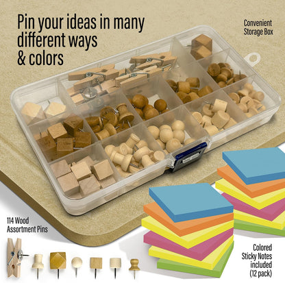 Large Bulletin Board 60 x 36 Inches - Foldable Felt Bulletin Board for Wall, Cork Board Alternative with 114 Wood Pins & 12 Note Pads, Vision Board - Khaki