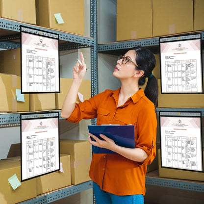 Office Werks Stitched Dry Erase Pocket, Portrait View Heavy Duty Reusable 8.5" X 11" Sleeves, Clear Both Sides with 1 Hole for Attaching to Machinery, File Cabinets and More, Black Trim (Pack of 25)