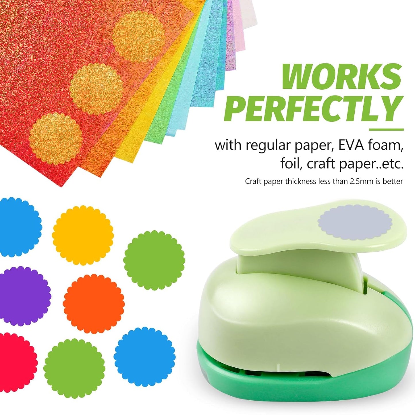 UCEC 2 inch Scallop Circle Punch, Circle Ware Punch, Craft Lever Puncher, DIY Handmade Paper Punches for Paper Crafting Scrapbooking Cards Arts