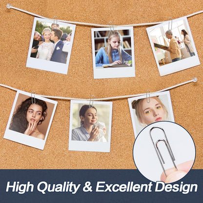 Deli Jumbo Paper Clips Smooth, 300 Large Paper Clips, 3 Boxes of 100 Each, Silver