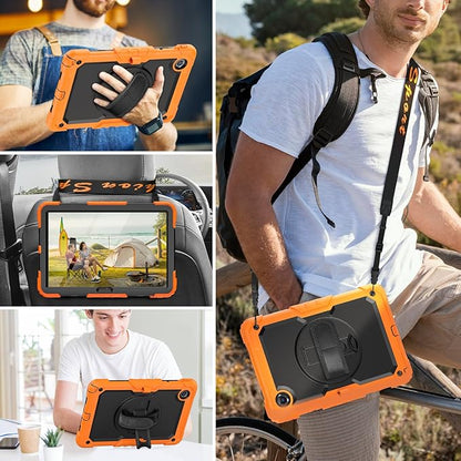HXCASEAC Case for Samsung Galaxy Tab S6 Lite 10.4 inch, Protective with Screen Protector/Hand Strap/S Pen Holder, Shockproof S6 Lite Tablet Case 2024/2022/2020 SM-P610 SM-P613 SM-P620 - Orange