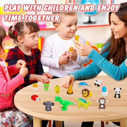 Zkptops 35Pcs Animal Erasers Kids Desk Pets Animal Pencil Erasers Puzzle Erasers Toy Mini Eraser Prize Bulk for Classroom Reward, Treasure Box, Easter Egg Filler, Party Favor, Goodie Bag Stuffer Gift