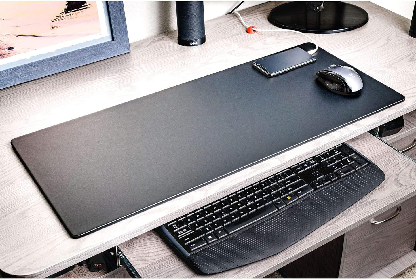 Dacasso Black Leatherette 30" x 12.5" Keyboard/Mouse Desk Mat