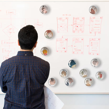 Art Line Flower Refrigerator Magnets 12Pcs Glass Strong Magnetic Refrigerator Magnet Fridge Sticker,Crystal Fridge Magnets Decoration for Crafts,Strong Fridge Magnets for Kitchen, School