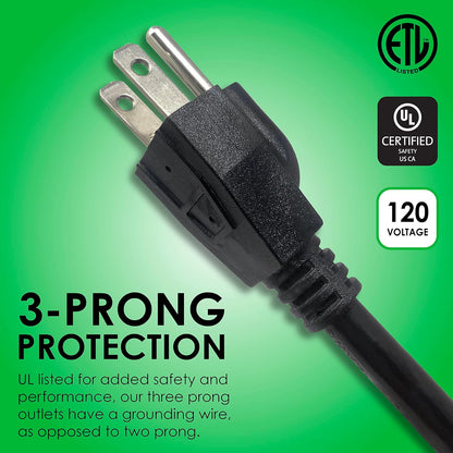 Digital Energy 6-Outlet Surge Protector Power Strip with 15-Ft Long Extension Cord, Black, ETL Listed/UL Standard