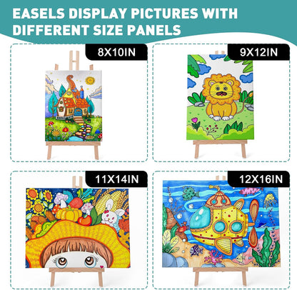 ESRICH 6 Pack 16in Wood Easels,Tabletop Easel for Painting,Painting Party, Displaying Canvases, Kids Student Table School Desktop, Portable Canvas Photo Picture Sign Holder