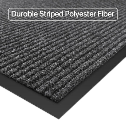 Front Door Mat, 2' x 6' Heavy Duty Indoor Outdoor Welcome Mat for Entryway, Commercial Entrance, Low Profile, Non-Slip, Durable Rubber Backing for Patio, Home