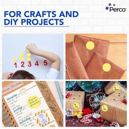 Perco Metallic Gold 2" Round Circle Dot Sticker Labels for Wedding Invitations - Multi-Roll Pack (3 Rolls, 500 Labels Each) - Permanent Adhesive, Vibrant Colors - Perforated for Easy Use, Made in USA