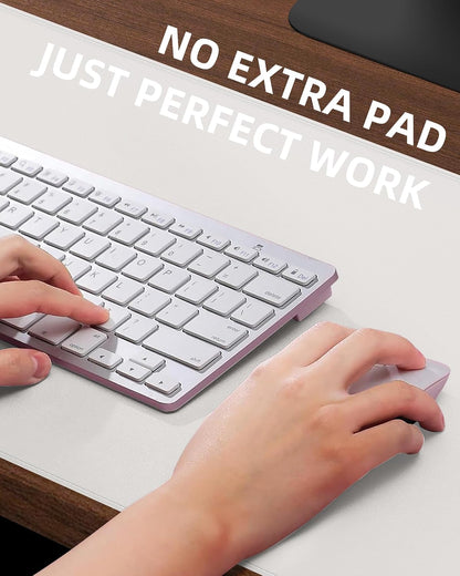 Extra Large Desk Pad Mat - Waterproof Mouse Pad & Desk Protector, Non-Slip XXL PU Leather Gaming Mat for Keyboard/Mouse, Stitched Edge with Ergonomic Support, 55"x24" (White)