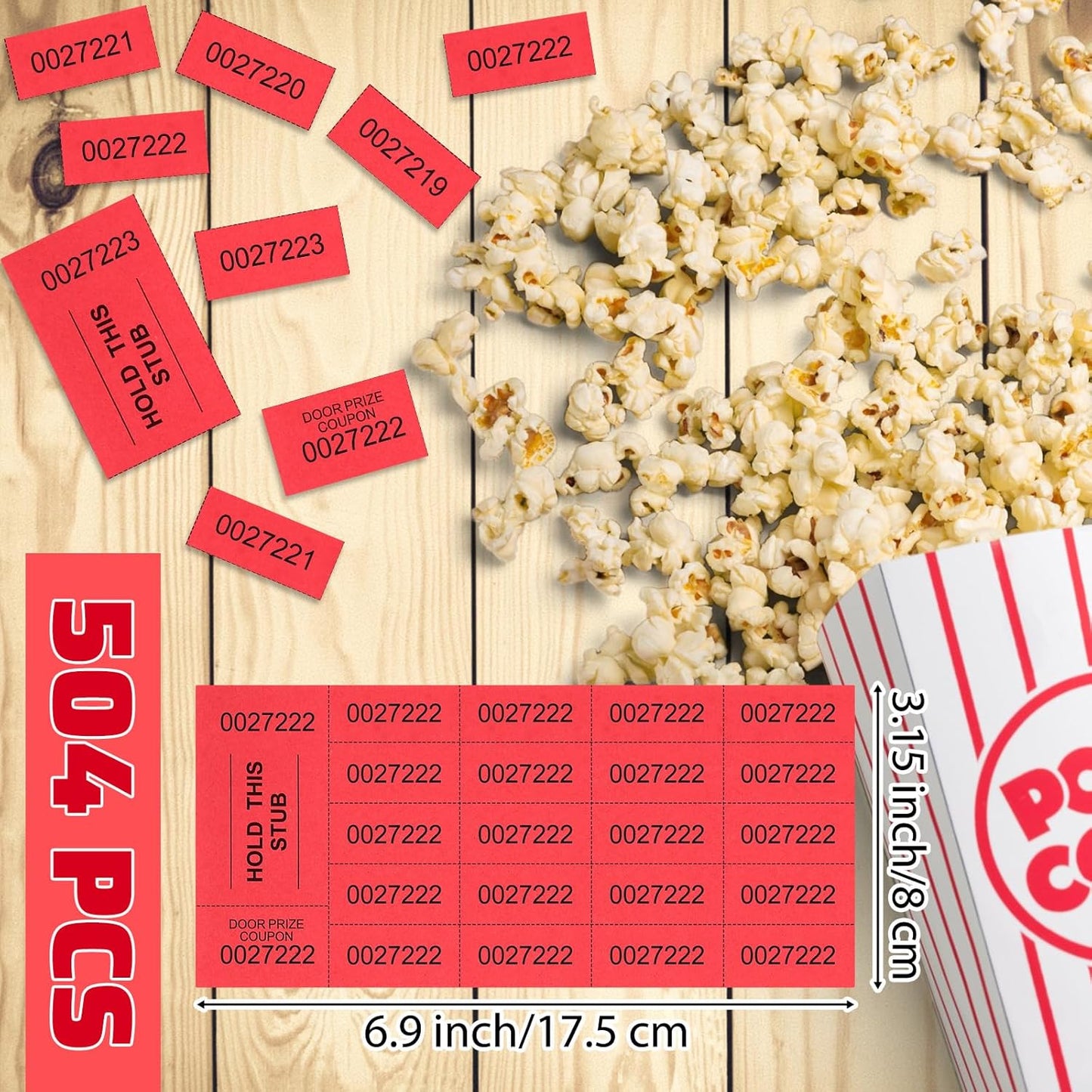 Kosiz 504 Sheets 20 Bid Raffle Ticket with Different Numbers Per Sheet Chinese Auction Tickets for Events Church Basket Auction Silent (Red)